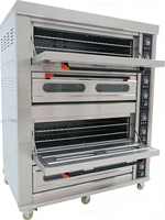 Oven Listrik Komersial 2 Dek dengan 4 Loyang & Rak Kontrol Digital 380V untuk Memanggang Roti Pizza Kue Harga Bagus