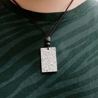 Collier pendentif Taiyin Ping An avec mots porte-bonheur pour la sécurité et le bien-être, style rétro chinois, en corde tressée, vente en gros