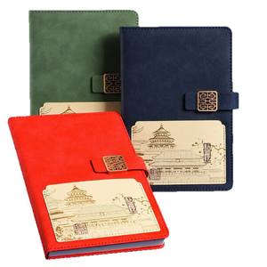 สมุดบันทึกหนัง Lx A5 สไตล์ย้อนยุค ไร้สาย เข้าเล่มแบบเย็บกี่ ปั๊มนูน พิมพ์ลายอเนกประสงค์ ชุดของขวัญสมุดบันทึก - Product Image 5