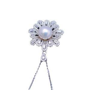 Collier pendentif en perles rondes blanches de 9-10 mm de Zhuji Danshui, argent S925, avec une forte luminosité et de fines imperfections accentuées par un pétale de fleur - Product Image 5