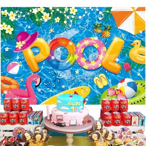 Latar Belakang Spanduk Pesta Pantai Musim Panas Latar Belakang Pesta Kolam Renang Hawaii Ulang Tahun Anak-anak untuk Dekorasi Pesta Hawaii - Product Image 2