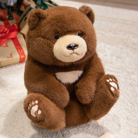 Adorable ours en peluche brodé, jouet en peluche super doux, ours polaire réaliste, jouets en peluche en coton PP, cadeaux anti-stress
