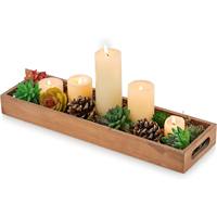 Rectangle Long Plateau Étroit: Rectangle Rustique En Bois avec Poignée Creuse Chandelier Plateau pour Famille Table Basse Salon