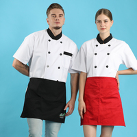 Uniforme de restaurant d'hôtel, veste de chef à manches courtes, uniforme de chef en sergé en polyester et coton, logo personnalisé