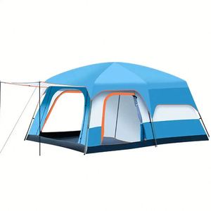 Tente familiale imperméable à double couche pour le camping en plein air, robuste, 2 chambres, 1 salon, 4-6-8-12 personnes - Product Image 1