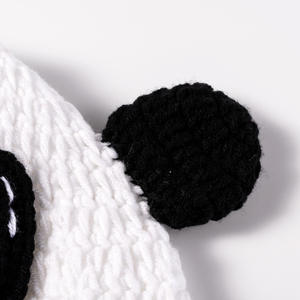 漫画動物かぎ針パンダニット手作りビーニーハットユニセックス冬暖かいイヤーフラップキャップ - Product Image 3