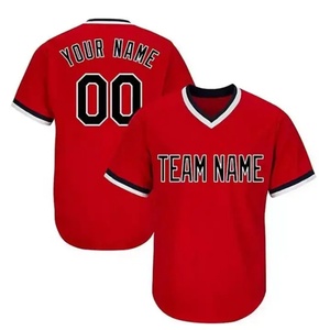 Maillot de baseball personnalisé à col en V, rayures bleues, rayures fines blanches et rouges, pour homme, taille 3XL - Product Image 5
