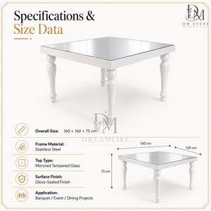 Elegante Mesa de Banquete Cuadrada de Acero Inoxidable Blanco con Diseño de Cuatro Patas para Eventos de Boda, Proyectos Hoteleros, Suministro al por Mayor - Product Image 3