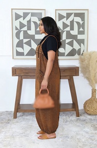 Jeans <span class=keywords><strong>Cargo</strong></span> Vintage Casual Unici in Denim Lavato con Bretelle e Tasche Larghe da <span class=keywords><strong>Donna</strong></span> - Product Image 2
