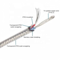 Ptfe blindé trois noyaux pt100 pt1000 fil de compensation de capteur de température fil blindé tressé en acier inoxydable