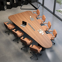 Table de conférence en bois massif HYZ-202X, bureau moderne minimaliste incurvé, forme alien, luxe léger, coins arrondis créatifs
