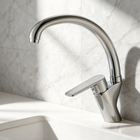 Robinet de cuisine à col de cygne en alliage de zinc chromé avec mitigeur eau chaude et froide, idéal pour les cuisines d'appartement