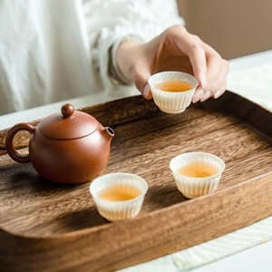 Walnut Wood <b>Tea</b> <b>Tray</b> 33x22x4cm With Floral Design For <b>Tea</b> Set Storage And Dry Brewing Table - Product Image 3