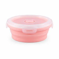 Boîte à lunch en silicone pliable ronde de petite taille, compatible micro-ondes, avec couvercle verrouillable, pour la préparation des repas et les voyages