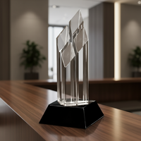 Trophée de champion d'équipe grand format en cristal gravé et poli sur mesure avec base noire pour le golf, le volley-ball, le baseball, le cricket