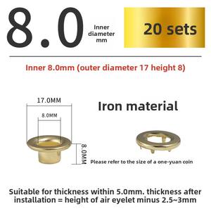 Anillo de remache hueco metálico <span class=keywords><strong>para</strong></span> lona de camión con ojal redondo y botón de garra, <span class=keywords><strong>para</strong></span> orificio de ventilación de lona, hebilla de sujeción <span class=keywords><strong>para</strong></span> toldo y anillo de fijación de tela - Product Image 6