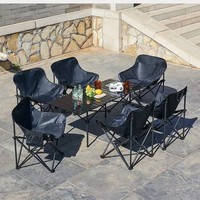 Table et chaises de camping en métal pour l'extérieur, table pliante de loisirs facile à transporter, table de barbecue pour l'extérieur