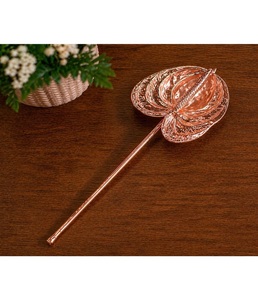 Flor de Anturio Real Hecha a Mano con Baño de Oro Rosa de 18K, Regalo Decorativo Premium para Ocasiones Festivas e Interiores - Product Image 1