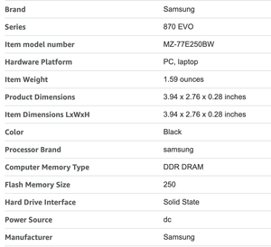 870 250GB 2.5"(6.3cm) <b>Internal</b> SSD Hard <b>Drive</b> for Laptop Product With Wireless Interface <b>Internal</b> SSD Hard <b>Drive</b> - Product Image 2