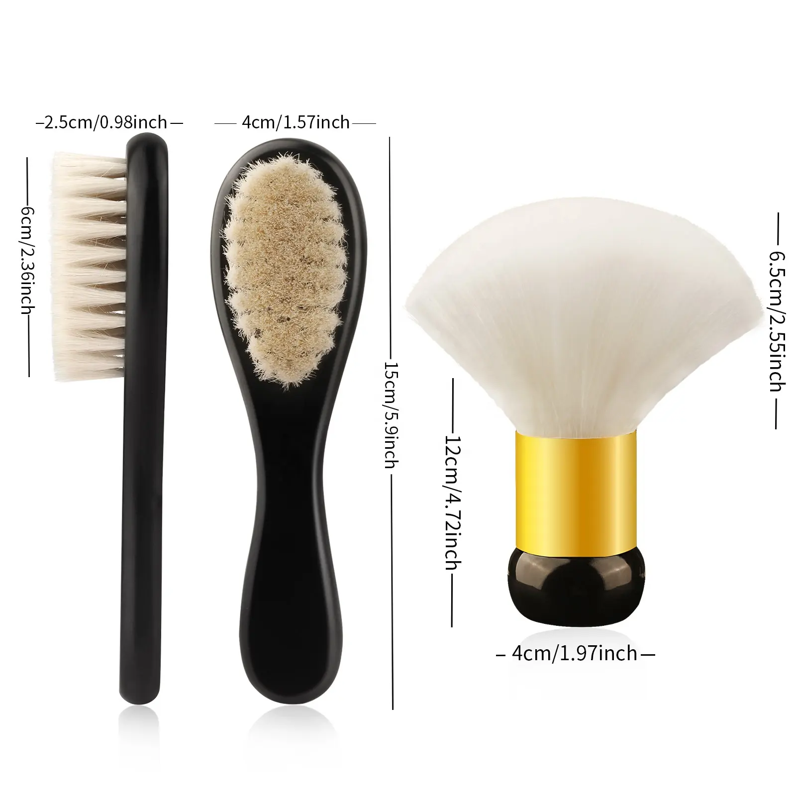 Professional Barber Neck Duster Cleaning Brush Set Anti-static Wood Handle Natural Wool Bristle Haircut Brush Hairdressing Tool