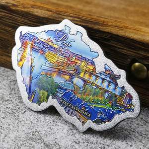 Hot Selling Products 2025 Home Decor Refrigerator Shineys Aluminum Foil Magnetic Stickers Czech Prague Fridge <b>Magnet</b> - Product Image 2
