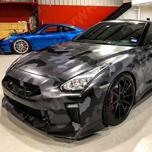 WRAPMASTER自動保護1.52 * 30m低タックブラックビニールPVCカモフラージュ爆弾フルカーボディステッカー - Product Image 1