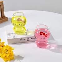 Tasse en verre mignonne de forme de Kitty pour la bouteille en verre de crème glacée de café de lait de jus