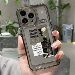 Pour <span class=keywords><strong>iPhone</strong></span> 14 13 12 11 Pro Max XSmax XR X XS 7 8 Plus <span class=keywords><strong>coque</strong></span> souple tout compris Transparent noir TPU Rose étui de téléphone portable - Product Image 5