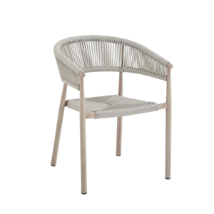 Ensemble de salle à manger <span class=keywords><strong>6</strong></span> <span class=keywords><strong>places</strong></span> Vine Love, moderne, durable, confortable, empilable, structure en fer, rotin PE, résistant à l'eau et aux UV, pour l'extérieur - Product Image 6