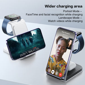 Di alta qualità in alluminio 3 in1 caricatore Wireless Stand per Samsung <span class=keywords><strong>Apple</strong></span> 15W ricarica rapida per <span class=keywords><strong>Smartphone</strong></span> per uso ufficio - Product Image 2