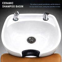 Fauteuil de lavage haut de gamme doré avec éponge haute densité et bassin en céramique – Chaise de shampoing durable pour salon