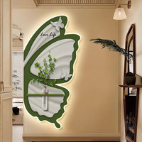 Peinture décorative murale en pierre de grès avec papillons et plantes hydroponiques pour fond de couloir