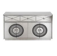 Table d'appoint moderne de luxe, buffet rectangulaire scintillant, élégante table circulaire à manger en cristal pour la maison, l'hôtel et le salon
