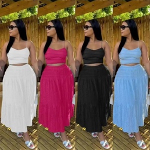 2025 Summer Women's Casual Solid Color Two Piece <b>Set</b> Age Reduction Day Wear with Big Swing Skirt Short Style Solid Dyeing - Product Image 2