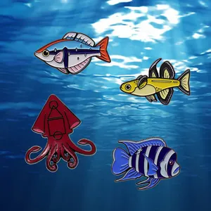 No Minimum Order Desgin Logo Enamel Pin Cute Ocean Fish Animal Badge Custom Logo Collect Souvenir Badge Pin