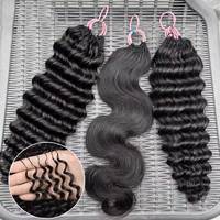 Extensions de cheveux humains au crochet de haute qualité, mèches de cheveux brésiliens Remy non tissées, boucles au crochet, sans trame, fournisseur