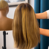 Perruque de cheveux humains péruviens bob P4/27 13x4 Lace Front, ondulée, avec dentelle frontale HD, 16 pouces
