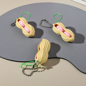 Porte-clés à presser infini en plastique en forme d'arachide, jouet sensoriel fantaisie anti-anxiété et anti-stress - Product Image 2