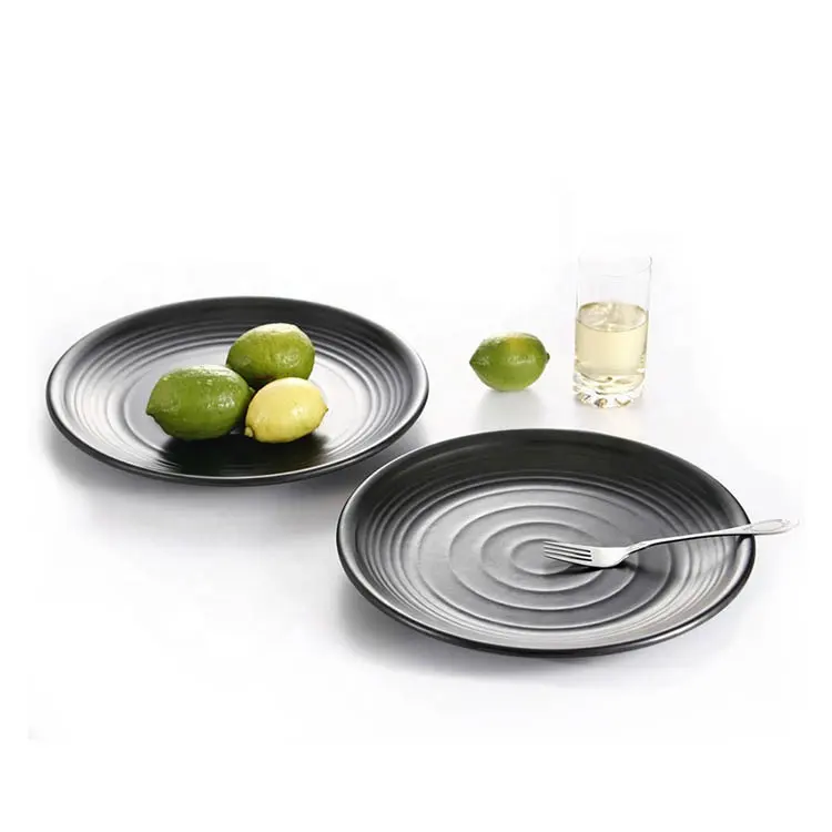 Assiette de table pour sushi, poterie japonaise en céramique assiette en plastique noir carré 100% vaisselle en mélamine ensembles de vaisselle