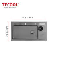 Évier de cuisine multifonction personnalisé à montage supérieur, cuve unique, avec robinet et rince-gobelet en acier inoxydable SS304
