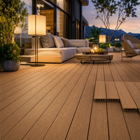 Tarima de WPC Impermeable Ynori, Diseño de Madera Hueca con Acabado en Teca, 25mm 160mm, Canal Redondo para Jardín, Resistente al Fuego, Directo de Fábrica
