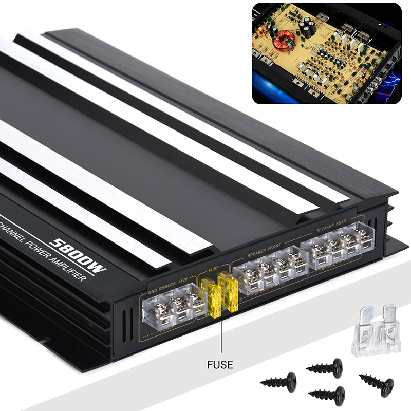 4 канальный автомобильный аудио усилитель 5800 Вт высокой мощности Терминал Части 12V цифровых устройств автомобильный сабвуфер стерео 4CH автомобильный усилитель