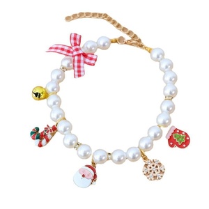 Kalung kerah hewan peliharaan mutiara dapat diatur, aksesori perhiasan lucu untuk kucing anjing anak anjing - Product Image 5