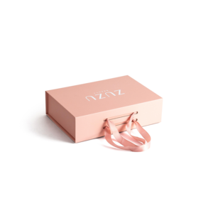 Custom Logo Foldable Magnetic <b>Pink</b> <b>Gift</b> Box With Satin Ribbon Handle - Product Image 5