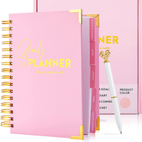 Populaire Carnets Scolaires Journal Relié à Spirale Dorée Planificateur d'Objectifs Budgétaires A5 Impression Personnalisée avec Coins Métalliques
