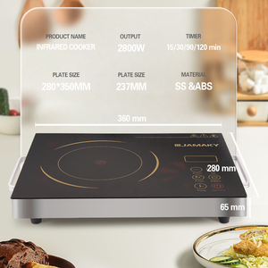 JAMAKY Fornello a Infrarossi per Uso Domestico 2800W, Piastra Elettrica Multifunzione Digitale, Fornello a Induzione - Product Image 5