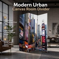 Grand séparateur de pièce pliable de luxe moderne avec motif photo personnalisé paysage urbain, idéal pour l'intérieur