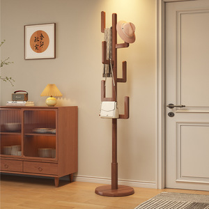 Perchero de pie multifuncional de madera de haya para recibidor con colgador de sombreros y bolsos - Product Image 1