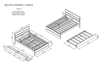 Cadre de lit double Queen Size en bois au design moderne personnalisé avec tête de lit gigogne 2 tiroirs de rangement pour chambre à coucher