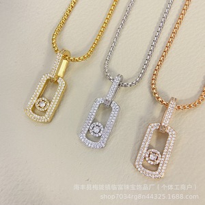 <span class=keywords><strong>Collier</strong></span> ras du cou pour <span class=keywords><strong>femme</strong></span>, style français, délicat, avec pendentif diamant unique coulissant et fermoir à crochet - Product Image 3